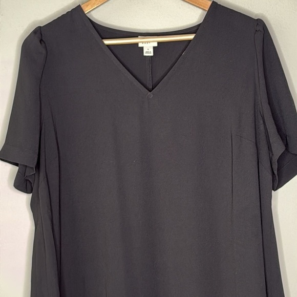 A New Day Short Sleeve Ruffle Hem Drop Waist Mini Dress in Black Size Large - Picture 2 of 8